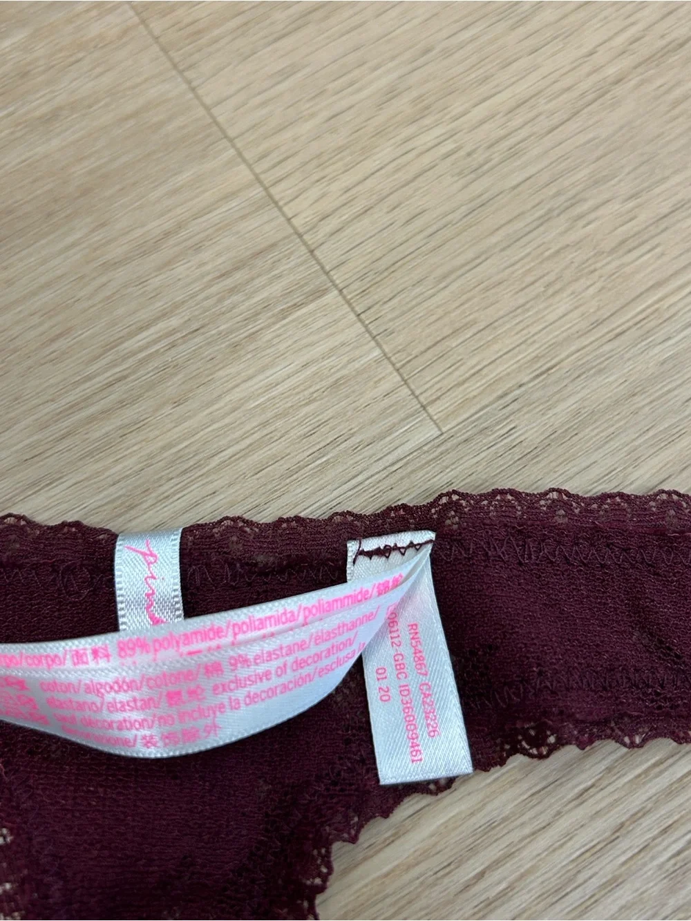 PINK Victoria’s Secret Double Strap Lace Thong Panty S